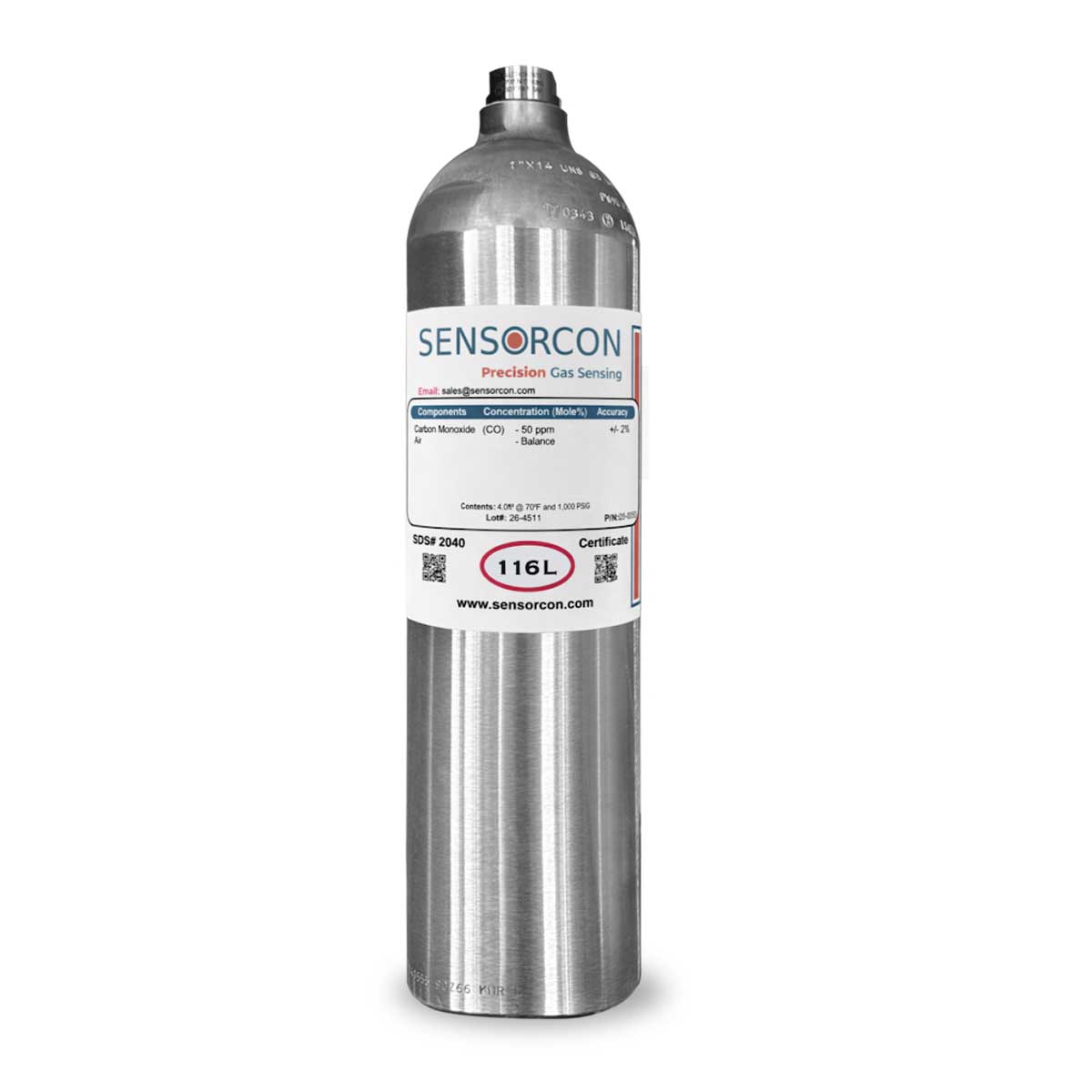 50 PPM Carbon Monoxide Calibration Gas – 116L