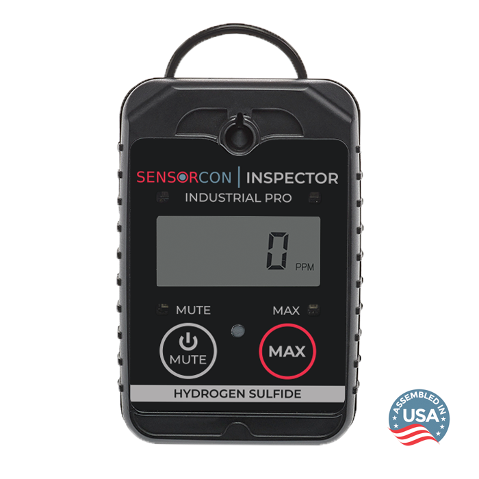 Sensorcon H2S Inspector Industrial Pro front view with Assembled in the USA icon